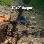 3x7 auger tool in use with soil and plants in the background